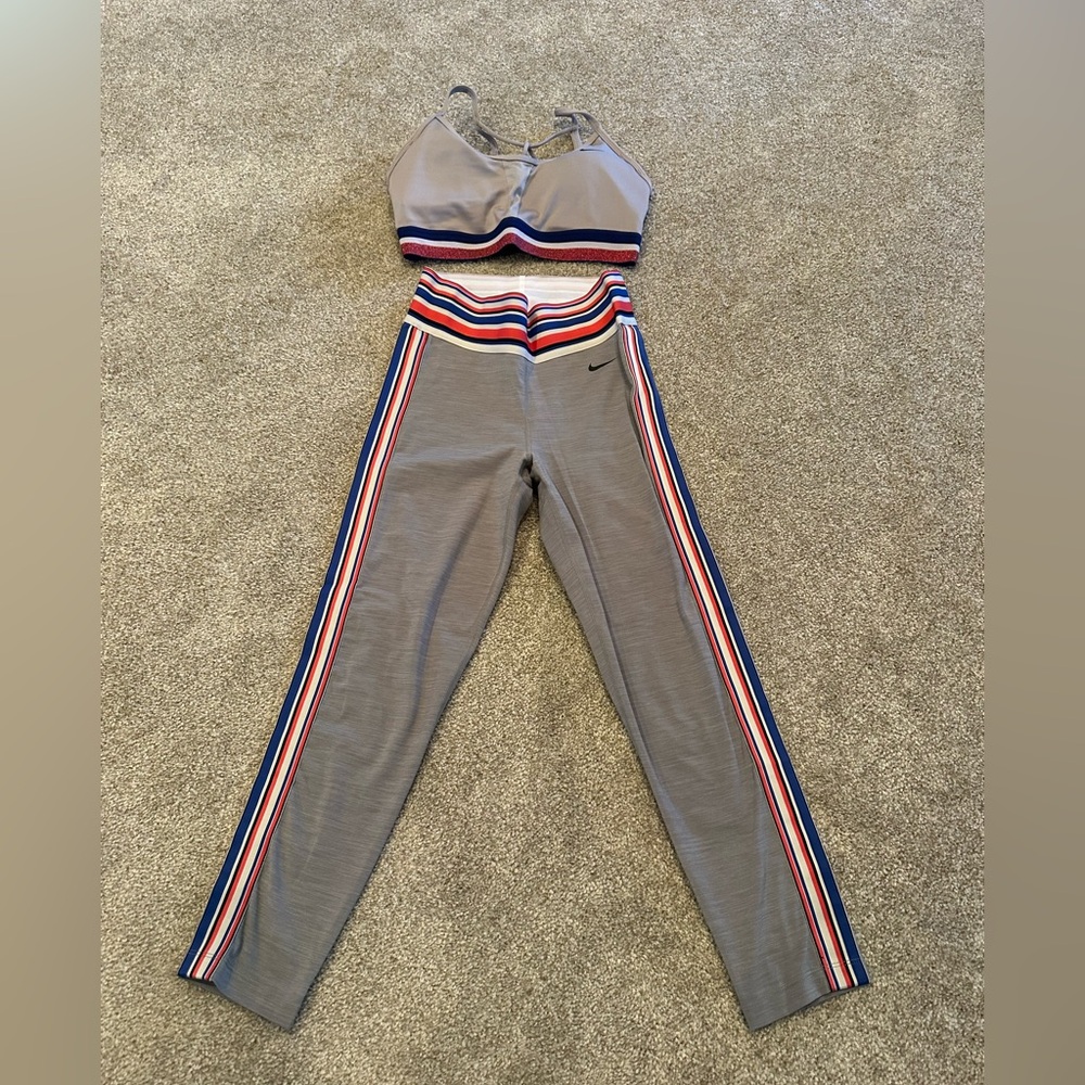 Gray Women's Athletic Pants with Stripes